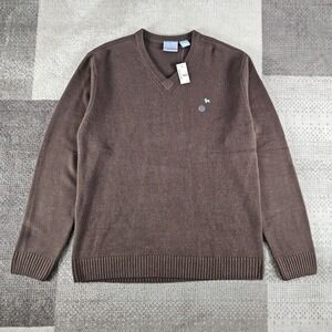 NWT Vintage Y2K Aeropostale Mens Knit Sweater Size L Brown V-neck Slim‎ Fit